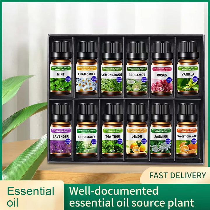 12-Bottle Essential Oil Set for Diffuser & Humidifier