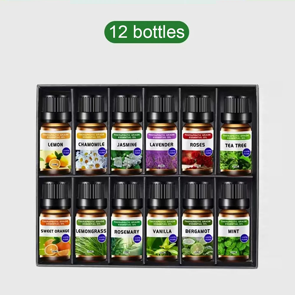 12-Bottle Essential Oil Set for Diffuser & Humidifier
