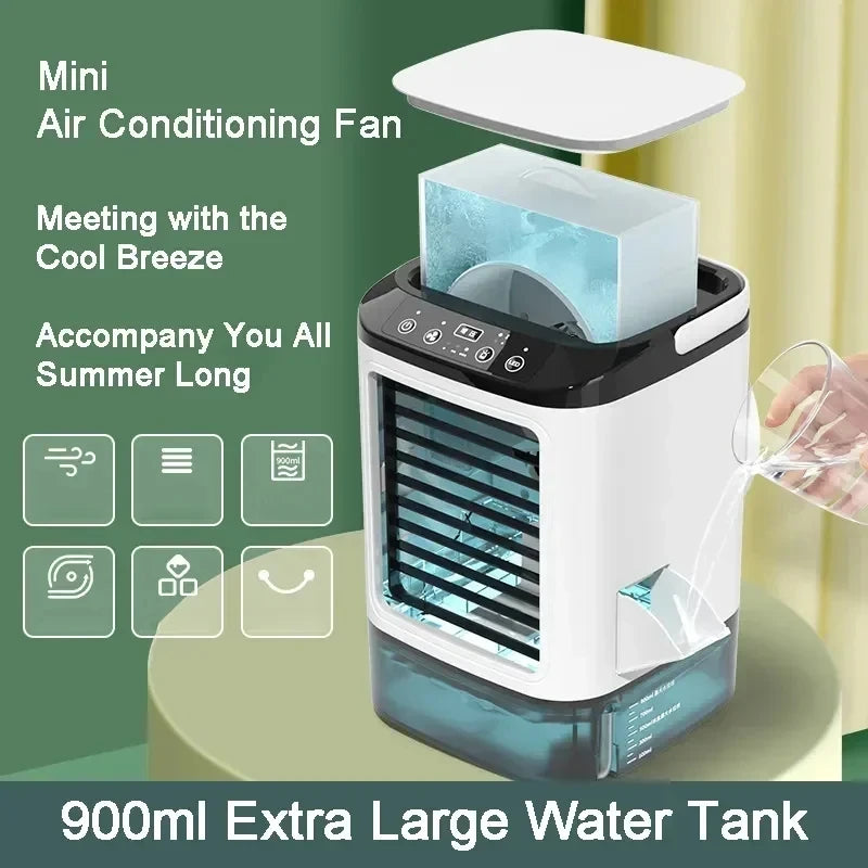 Portable Desktop Air Cooler Fan – Dual Spray & Night Light