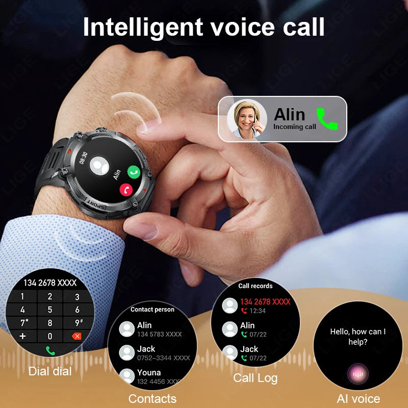 LIGE Flashlight Outdoor Smartwatch for Men