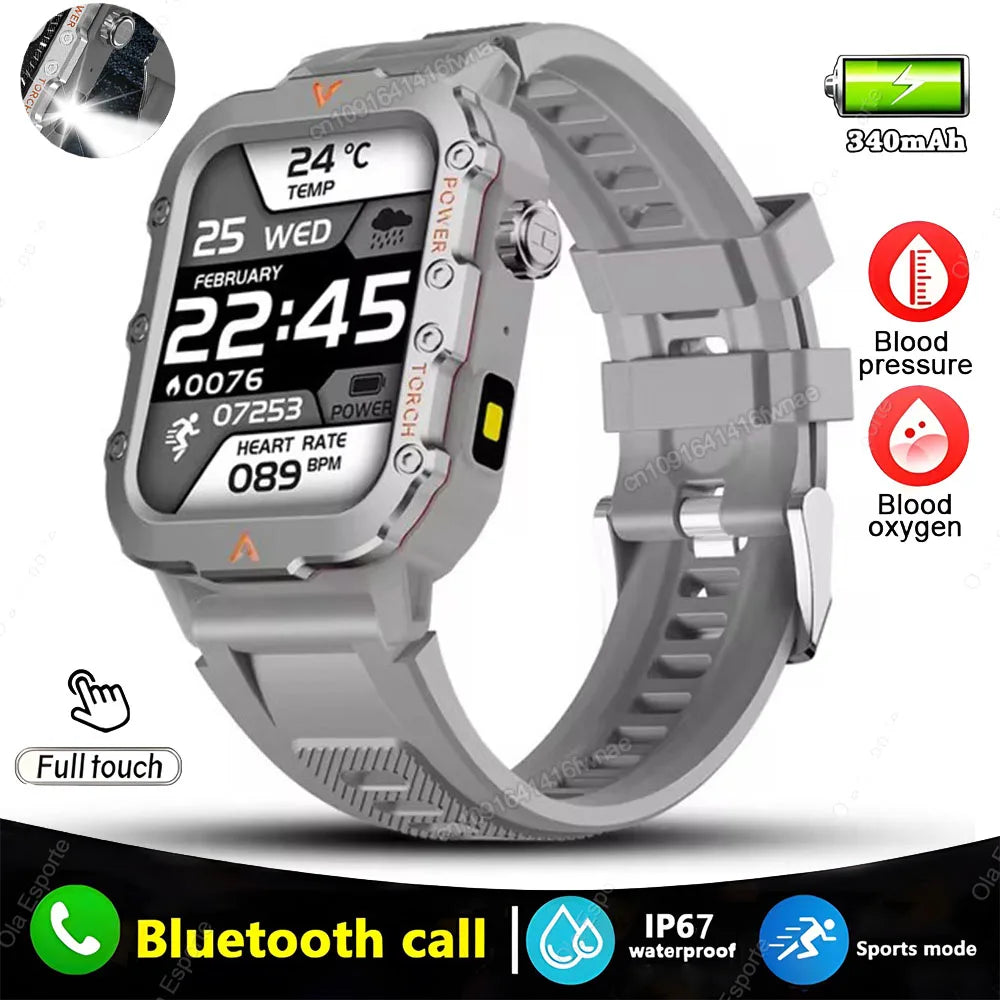 Military GPS Smartwatch – Waterproof Outdoor Sport Tracker with Flashlight & Compass
