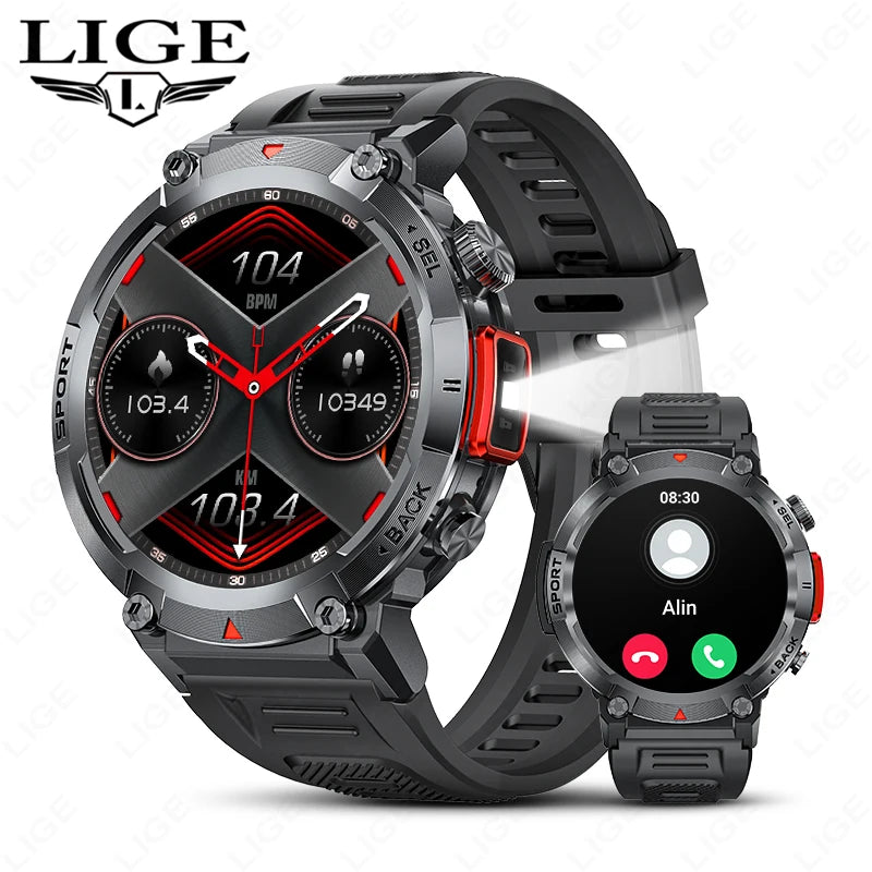 LIGE Flashlight Outdoor Smartwatch for Men