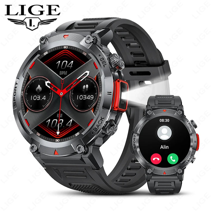 LIGE Flashlight Outdoor Smartwatch for Men