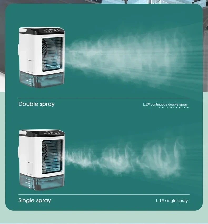 Portable Desktop Air Cooler Fan – Dual Spray & Night Light
