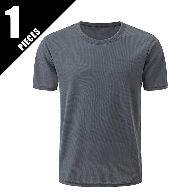 Men’s Waffle Knit Sports T-Shirt – Solid Color Fitness & Running Top (1/5 Pcs)