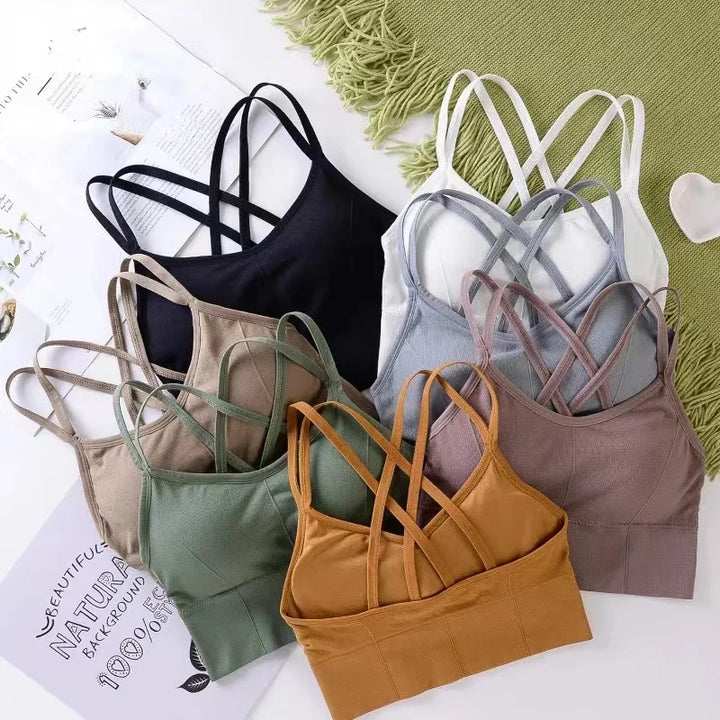 Women’s Cross-Back Push Up Sports Bra – Yoga & Fitness Tank Top