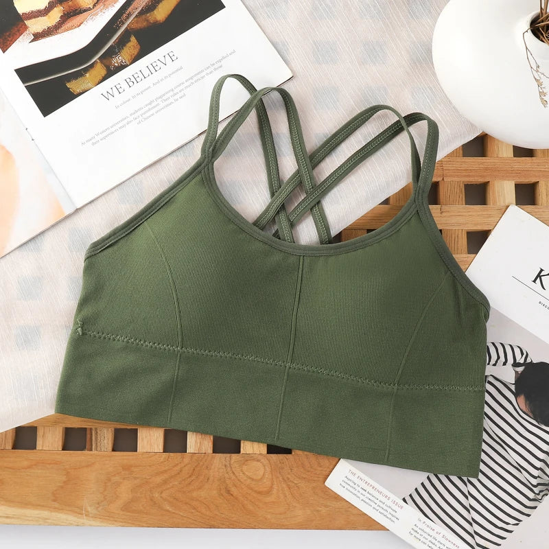 Women’s Cross-Back Push Up Sports Bra – Yoga & Fitness Tank Top