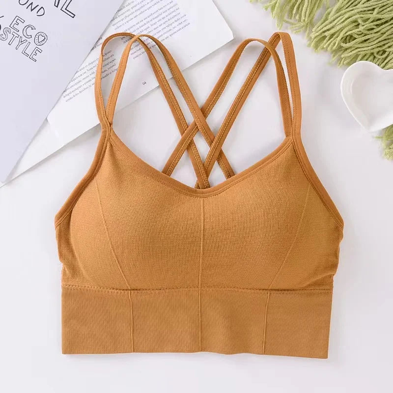 Women’s Cross-Back Push Up Sports Bra – Yoga & Fitness Tank Top