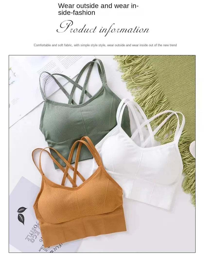 Women’s Cross-Back Push Up Sports Bra – Yoga & Fitness Tank Top