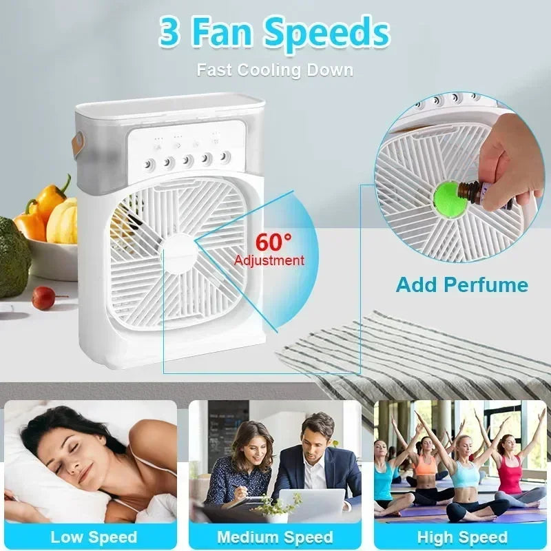 3-in-1 Portable Air Cooler Fan – Mini AC, Humidifier & LED Night Light