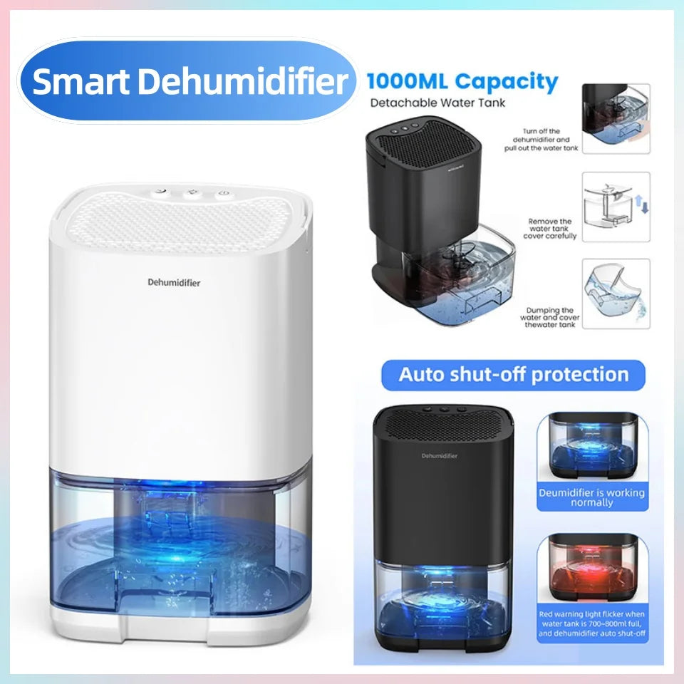 Portable Air Dehumidifier – Quiet Home & Office Moisture Absorber