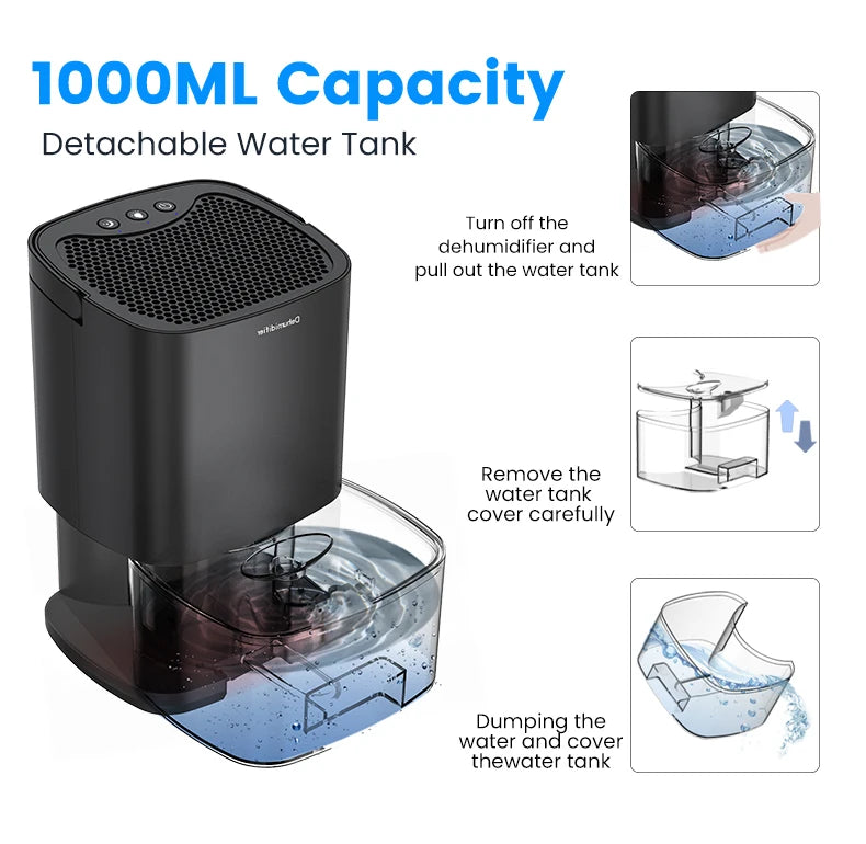 Portable Air Dehumidifier – Quiet Home & Office Moisture Absorber