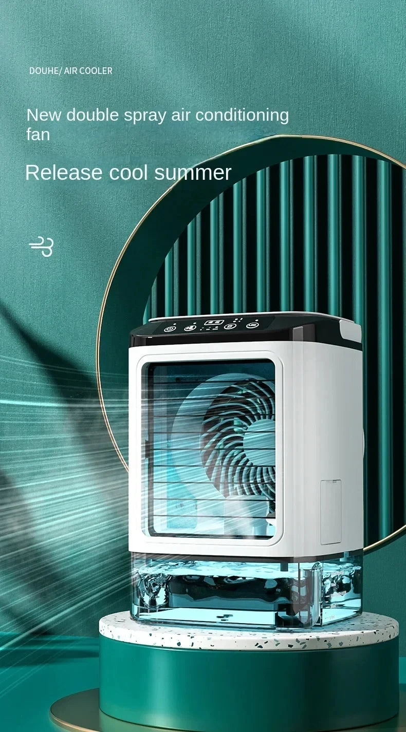 Portable Desktop Air Cooler Fan – Dual Spray & Night Light