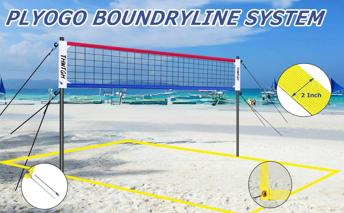 Portable Outdoor Volleyball Net Set with Adjustable Poles