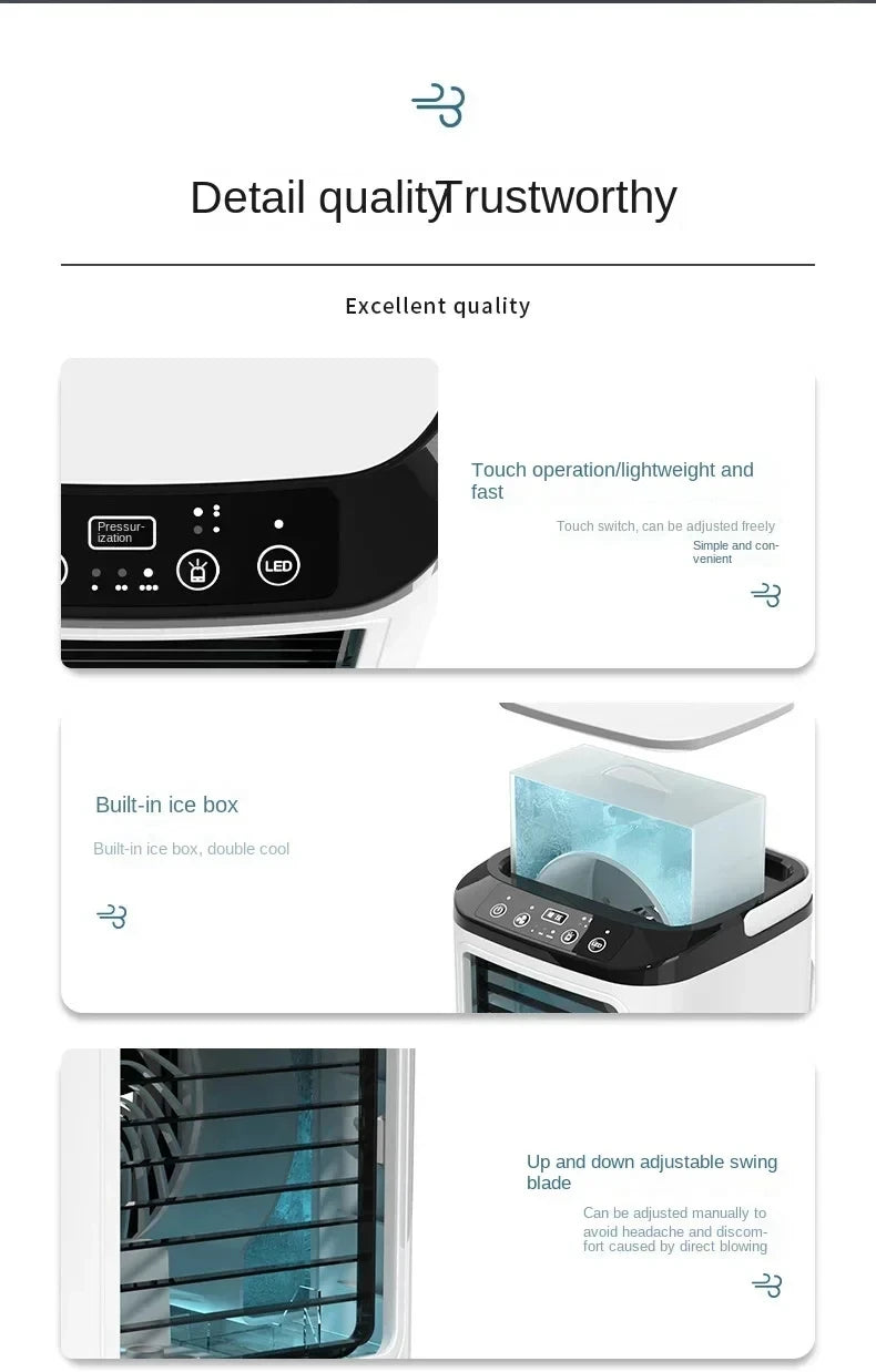 Portable Desktop Air Cooler Fan – Dual Spray & Night Light