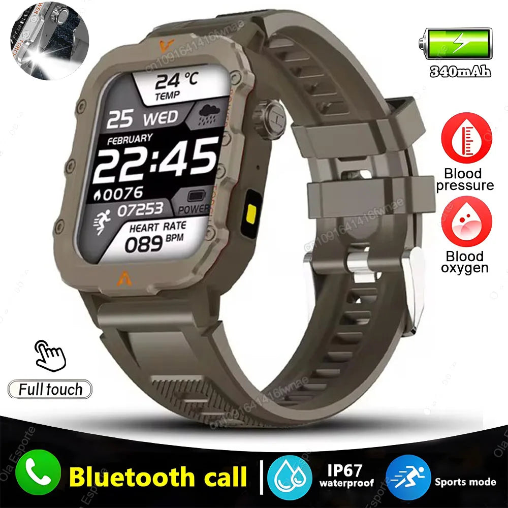 Military GPS Smartwatch – Waterproof Outdoor Sport Tracker with Flashlight & Compass