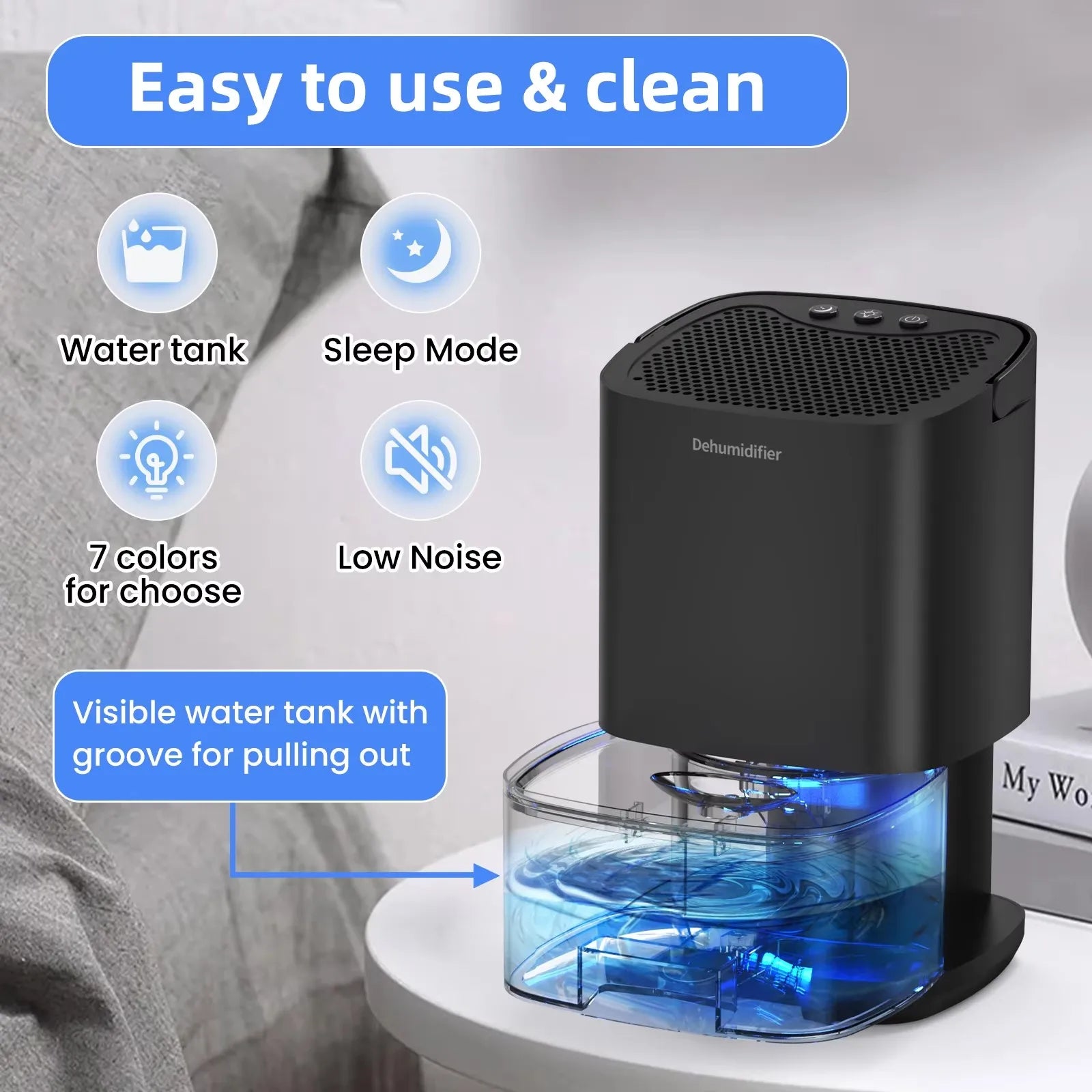 Portable Air Dehumidifier – Quiet Home & Office Moisture Absorber