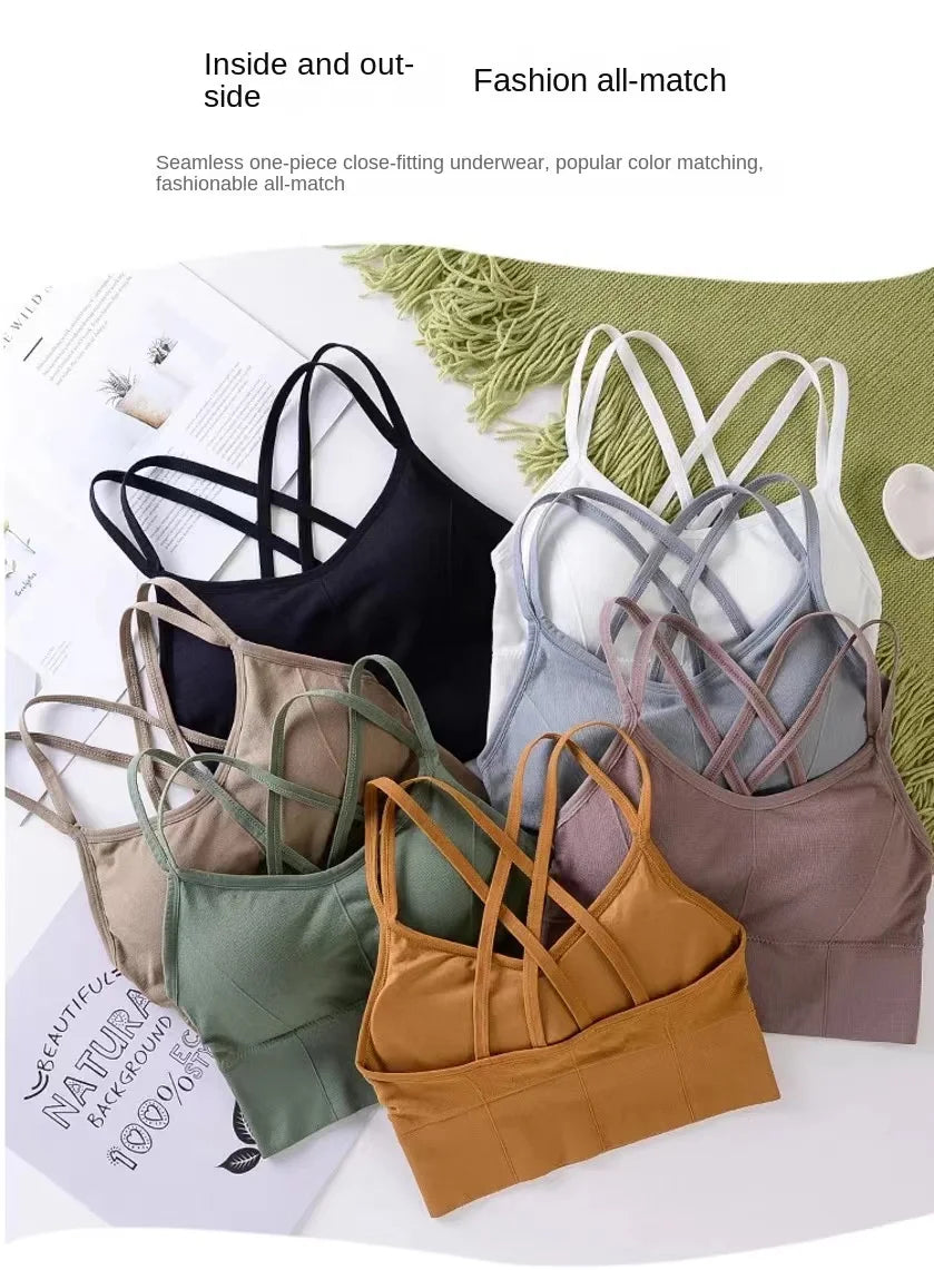 Women’s Cross-Back Push Up Sports Bra – Yoga & Fitness Tank Top