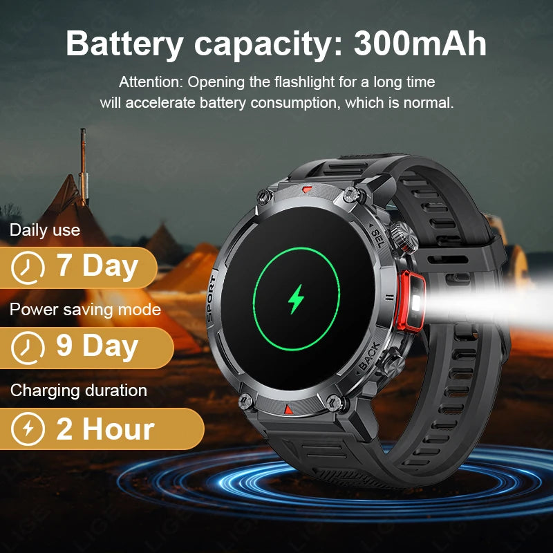 LIGE Flashlight Outdoor Smartwatch for Men