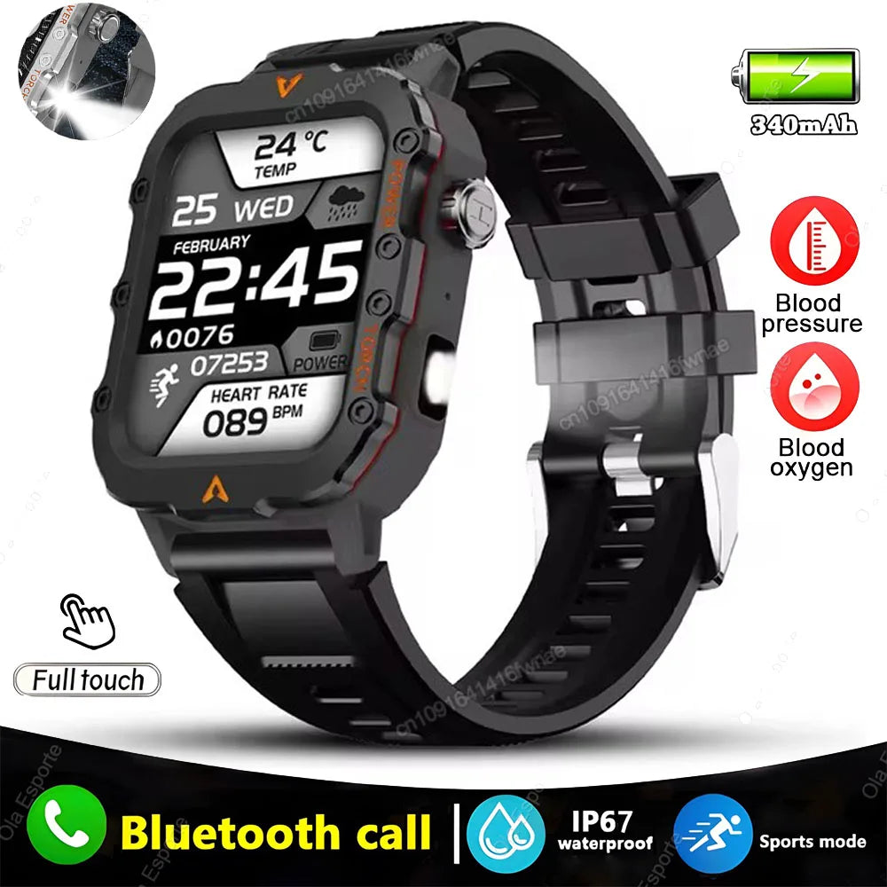Military GPS Smartwatch – Waterproof Outdoor Sport Tracker with Flashlight & Compass