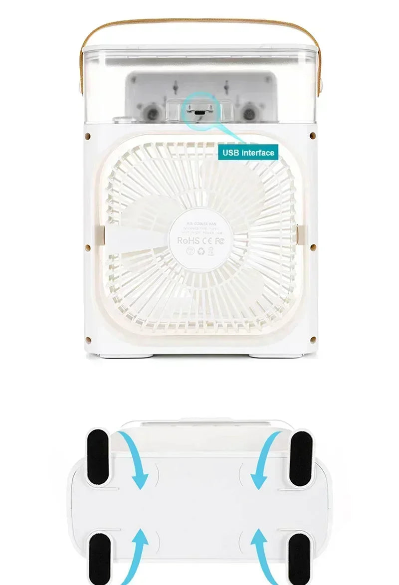 3-in-1 Portable Air Cooler Fan – Mini AC, Humidifier & LED Night Light