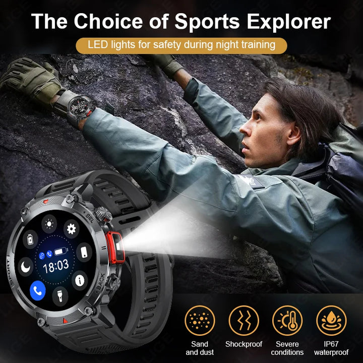 LIGE Flashlight Outdoor Smartwatch for Men