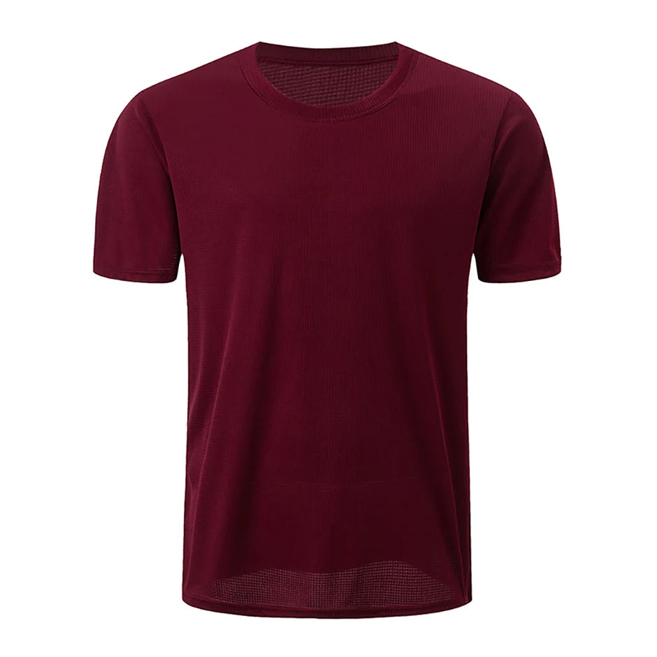 Men’s Waffle Knit Sports T-Shirt – Solid Color Fitness & Running Top (1/5 Pcs)
