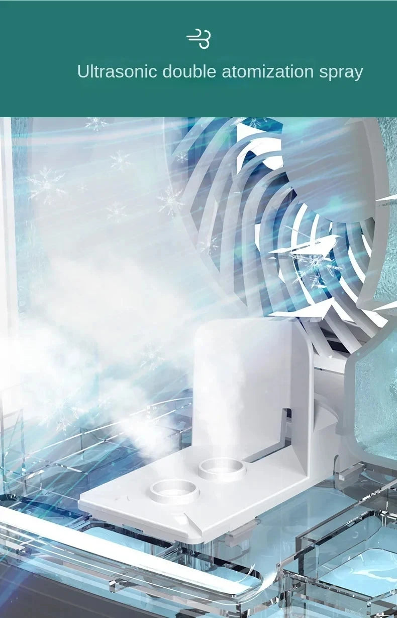 Portable Desktop Air Cooler Fan – Dual Spray & Night Light