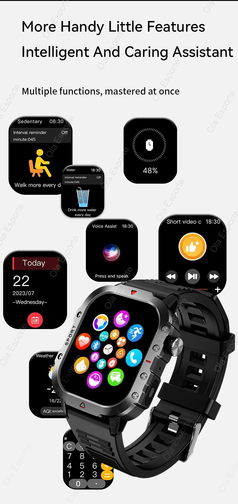 Military GPS Smartwatch – Waterproof Outdoor Sport Tracker with Flashlight & Compass