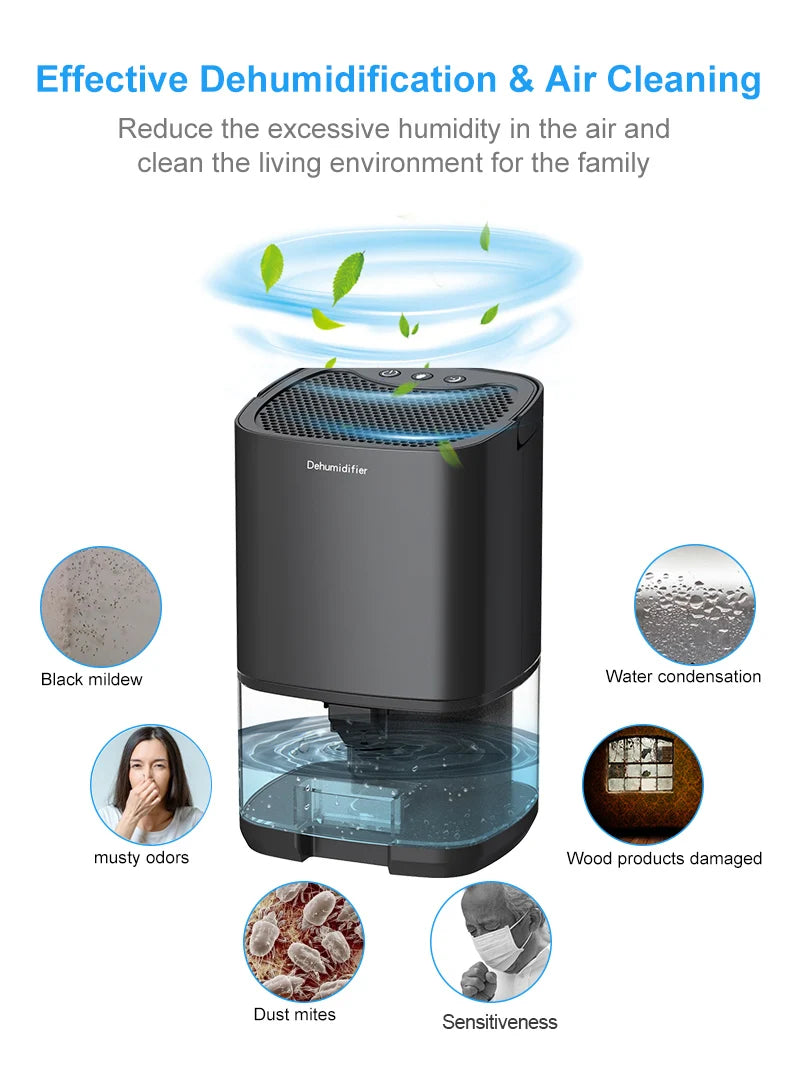 Portable Air Dehumidifier – Quiet Home & Office Moisture Absorber
