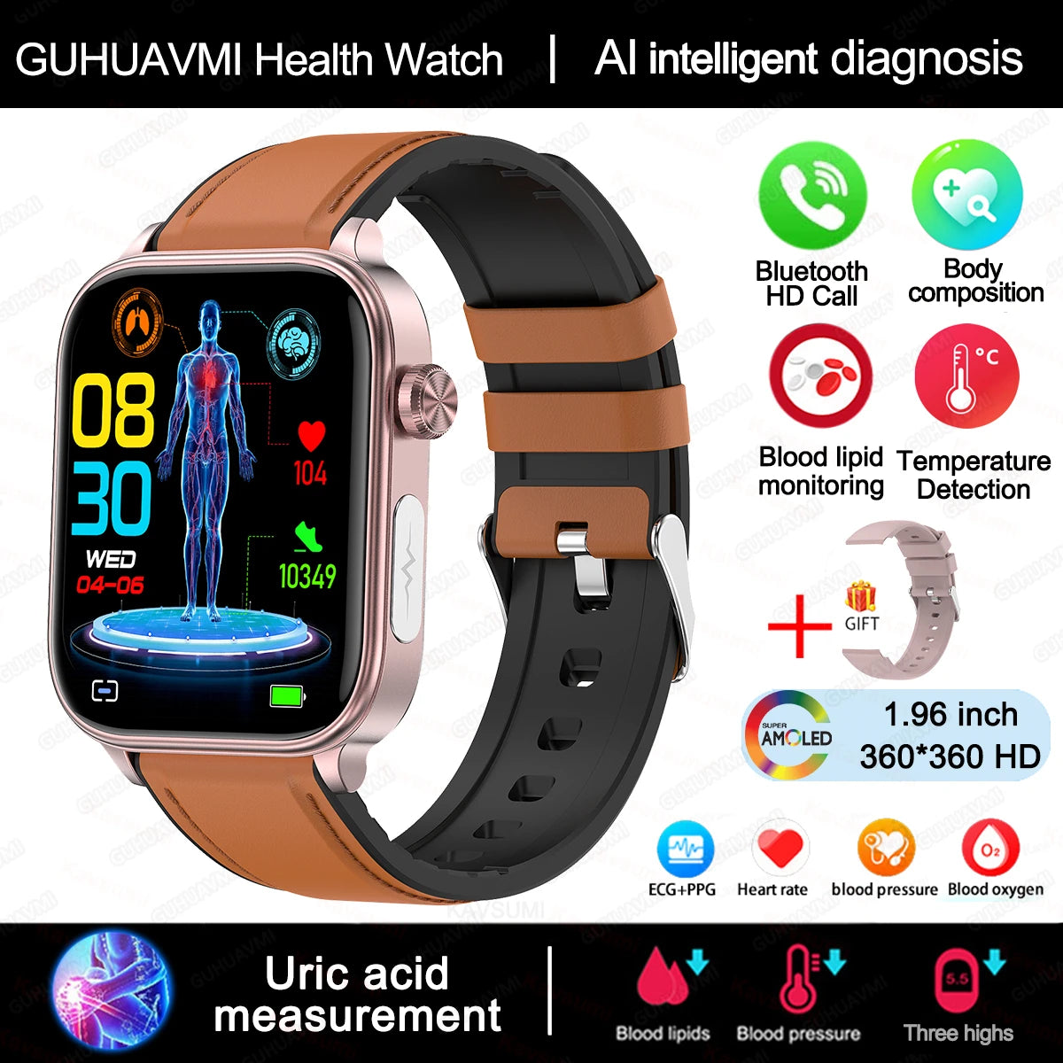 2025 ECG+PPG Smartwatch with Health Monitoring