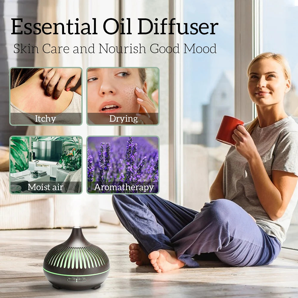 500ML Wood Grain Aromatherapy Diffuser with Remote