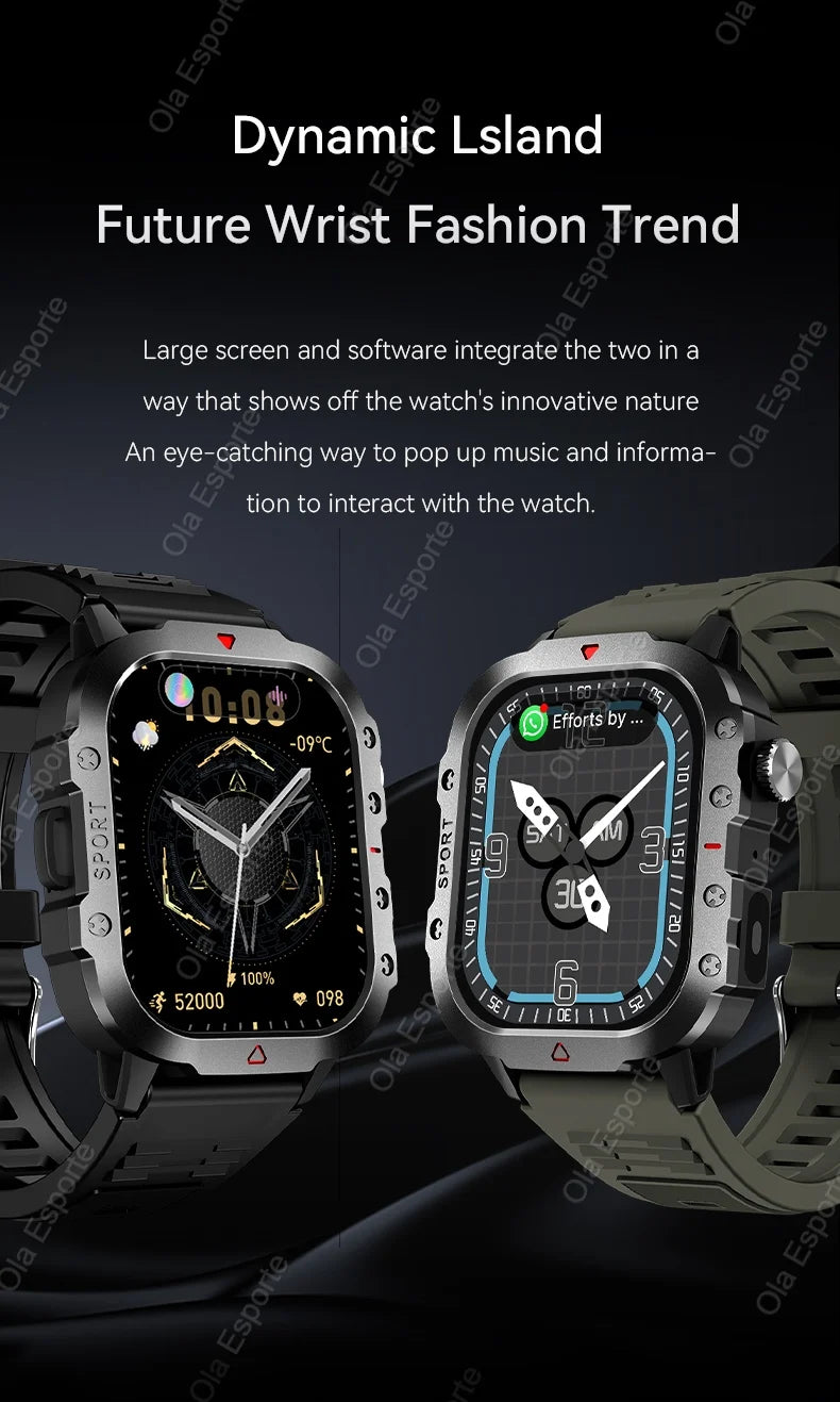 Military GPS Smartwatch – Waterproof Outdoor Sport Tracker with Flashlight & Compass