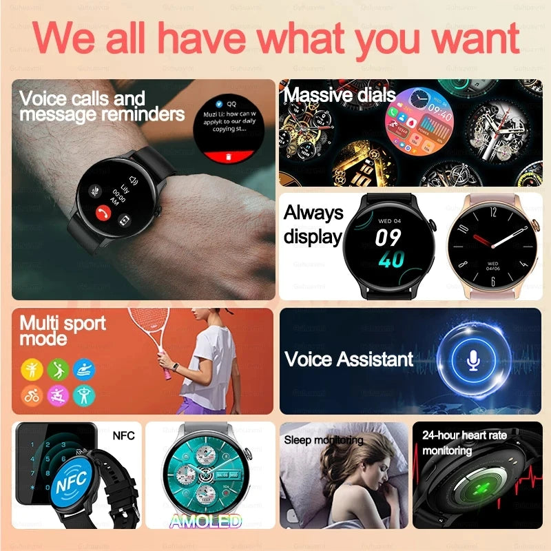 2024 NFC Smartwatch for Women with GPS & Bluetooth