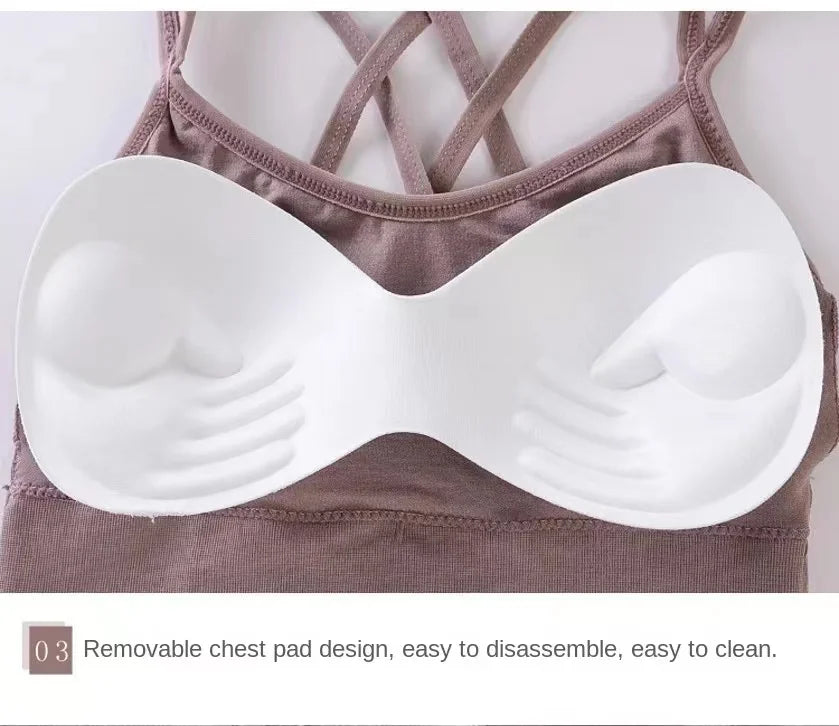 Women’s Cross-Back Push Up Sports Bra – Yoga & Fitness Tank Top