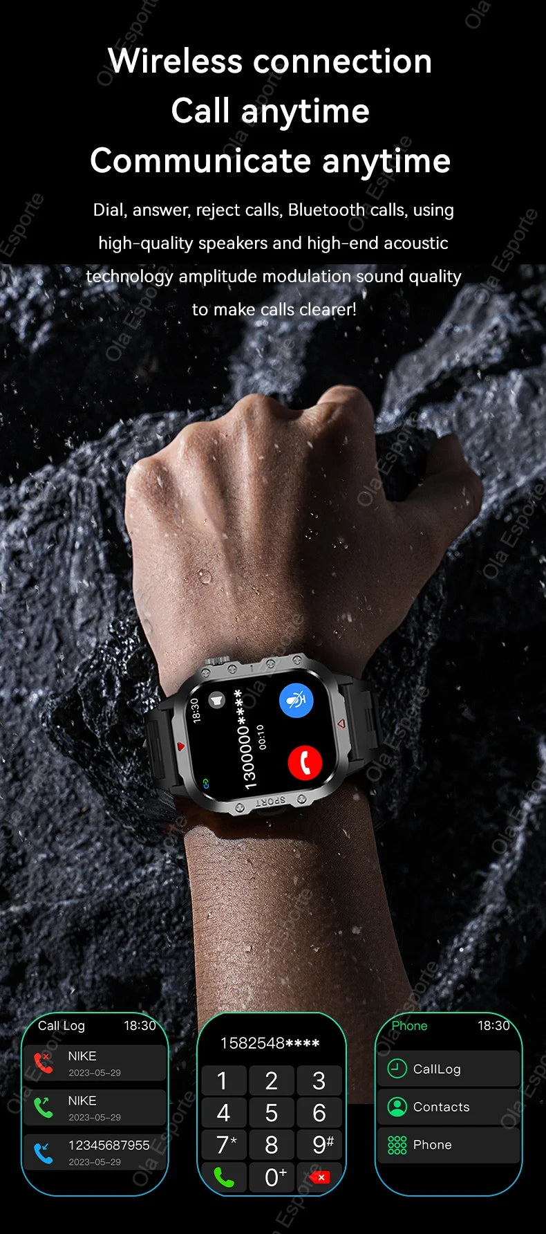 Military GPS Smartwatch – Waterproof Outdoor Sport Tracker with Flashlight & Compass