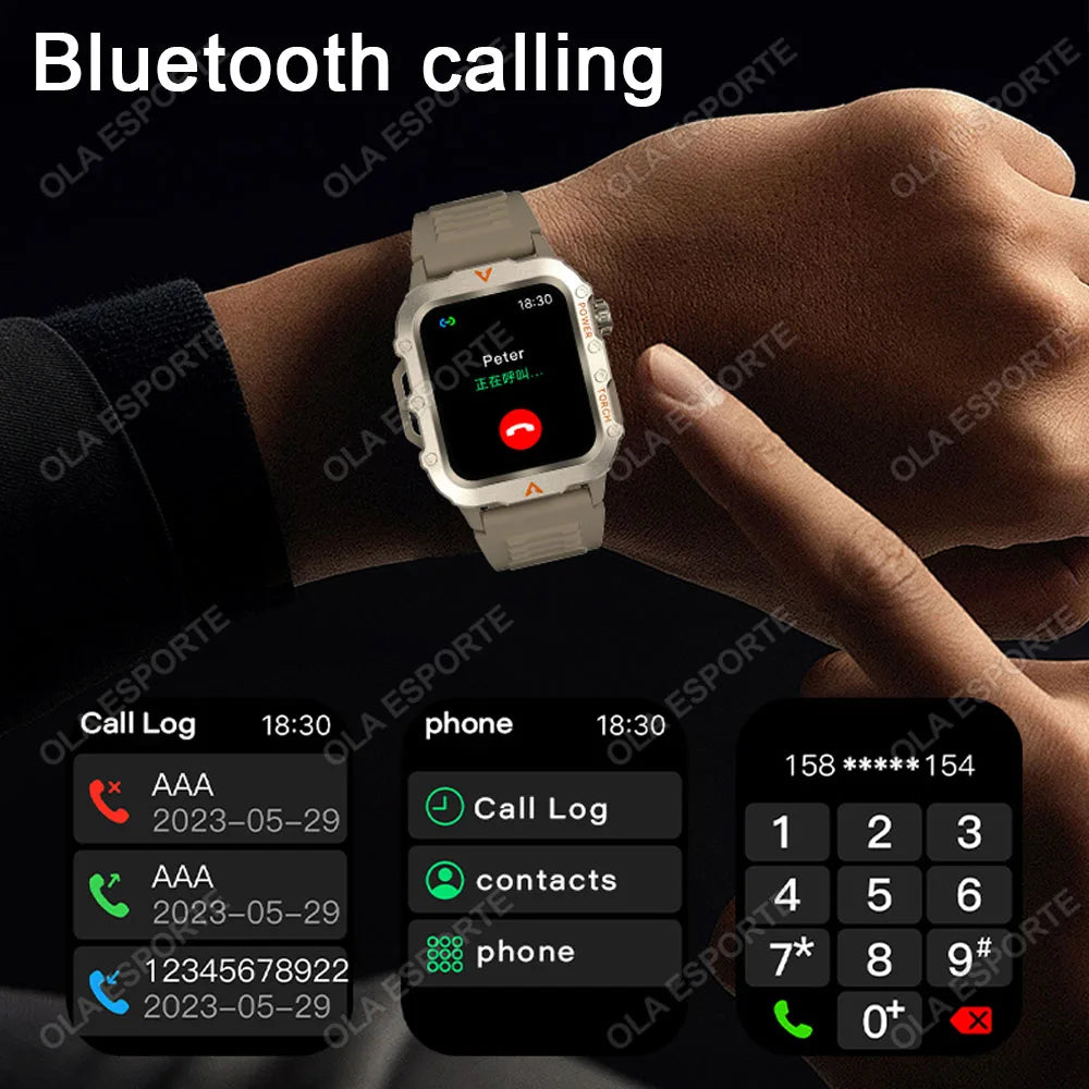 Military GPS Smartwatch – Waterproof Outdoor Sport Tracker with Flashlight & Compass