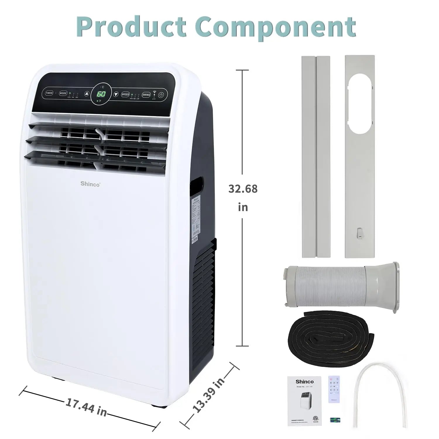 Shinco 12,000 BTU Portable Air Conditioner – 3-in-1 AC Unit