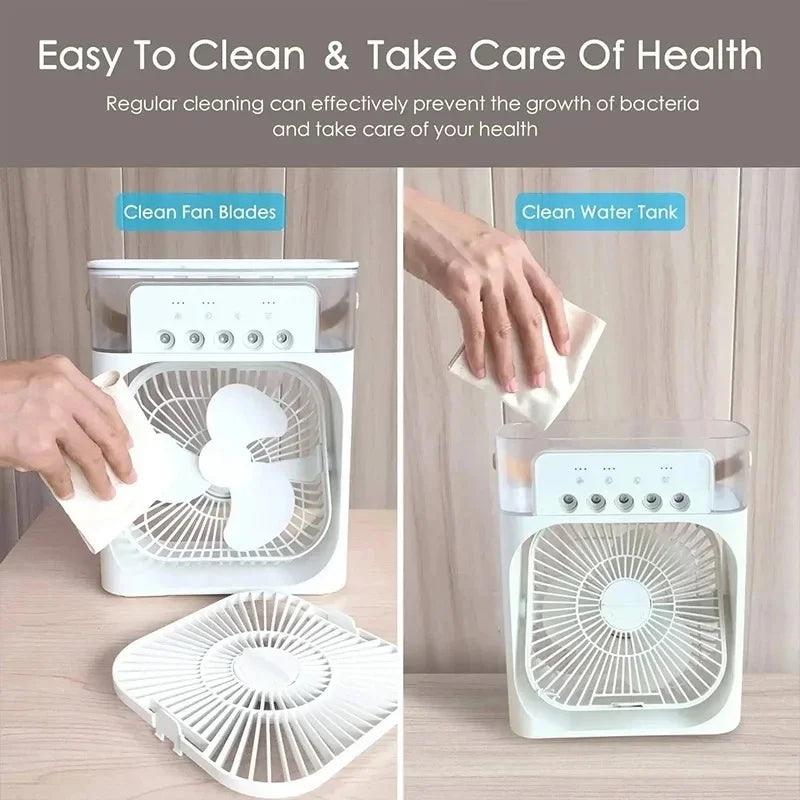 3-in-1 Portable Air Cooler Fan – Mini AC, Humidifier & LED Night Light