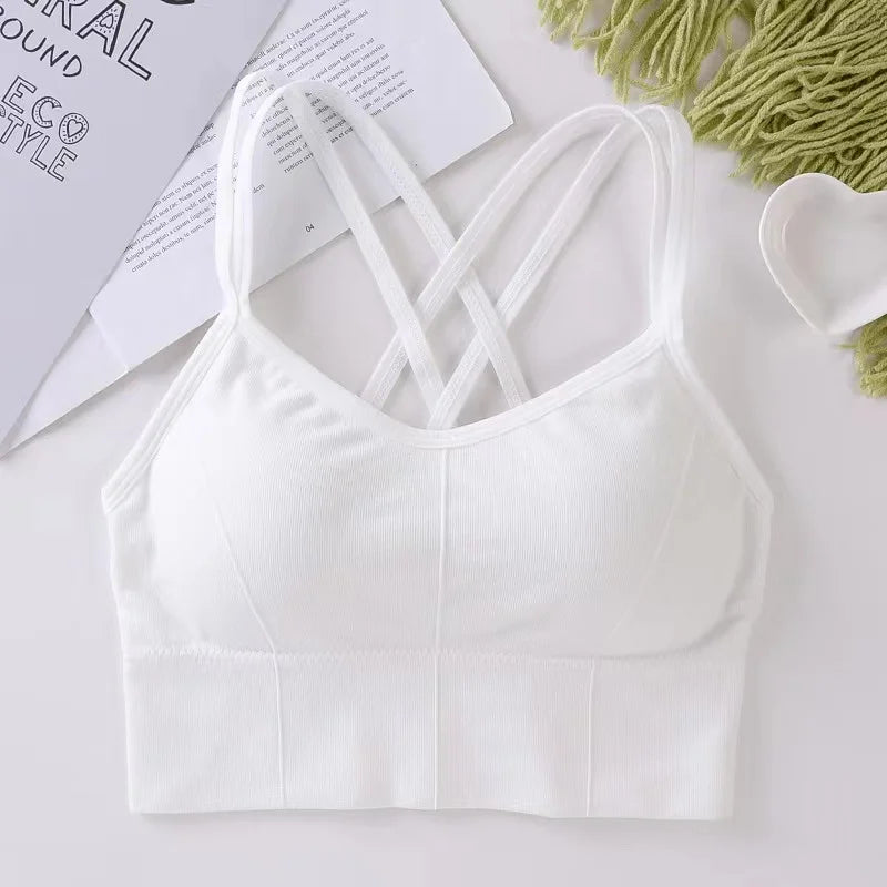 Women’s Cross-Back Push Up Sports Bra – Yoga & Fitness Tank Top