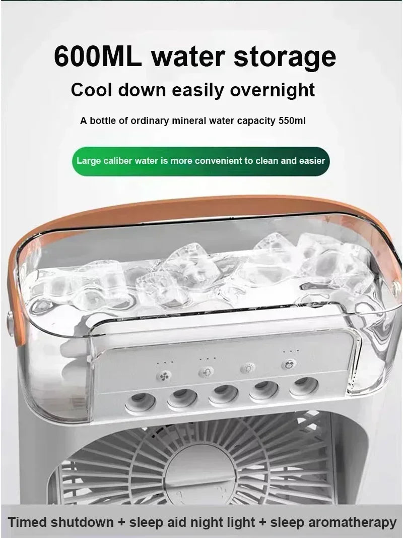 3-in-1 Portable Air Cooler Fan – Mini AC, Humidifier & LED Night Light