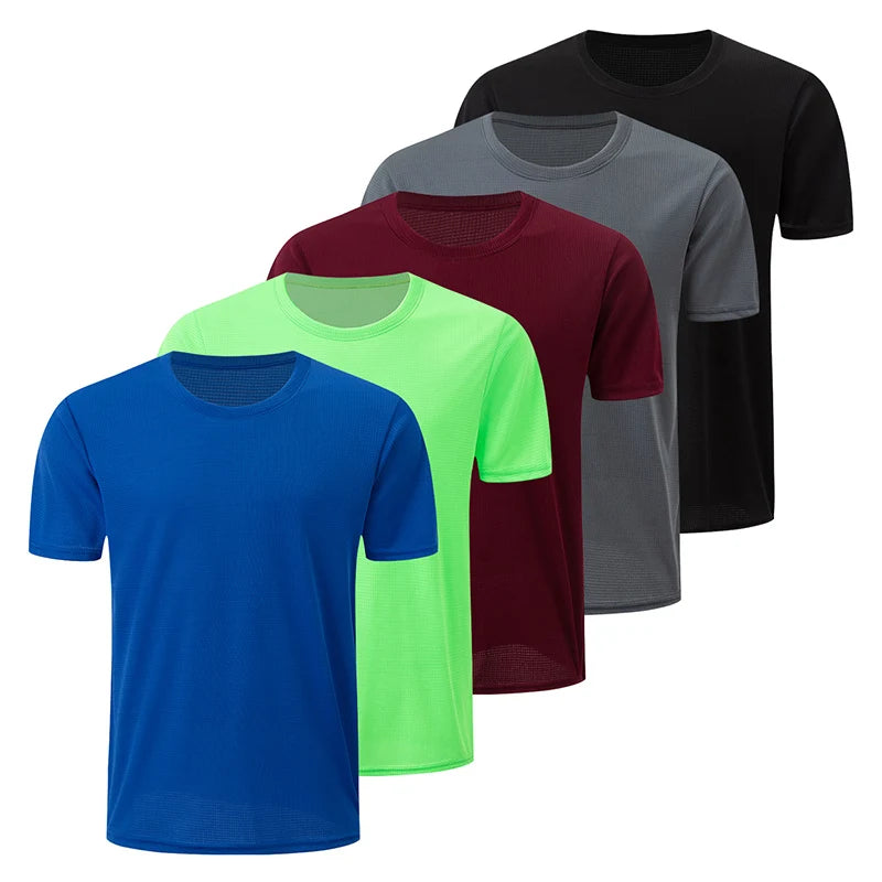 Men’s Waffle Knit Sports T-Shirt – Solid Color Fitness & Running Top (1/5 Pcs)