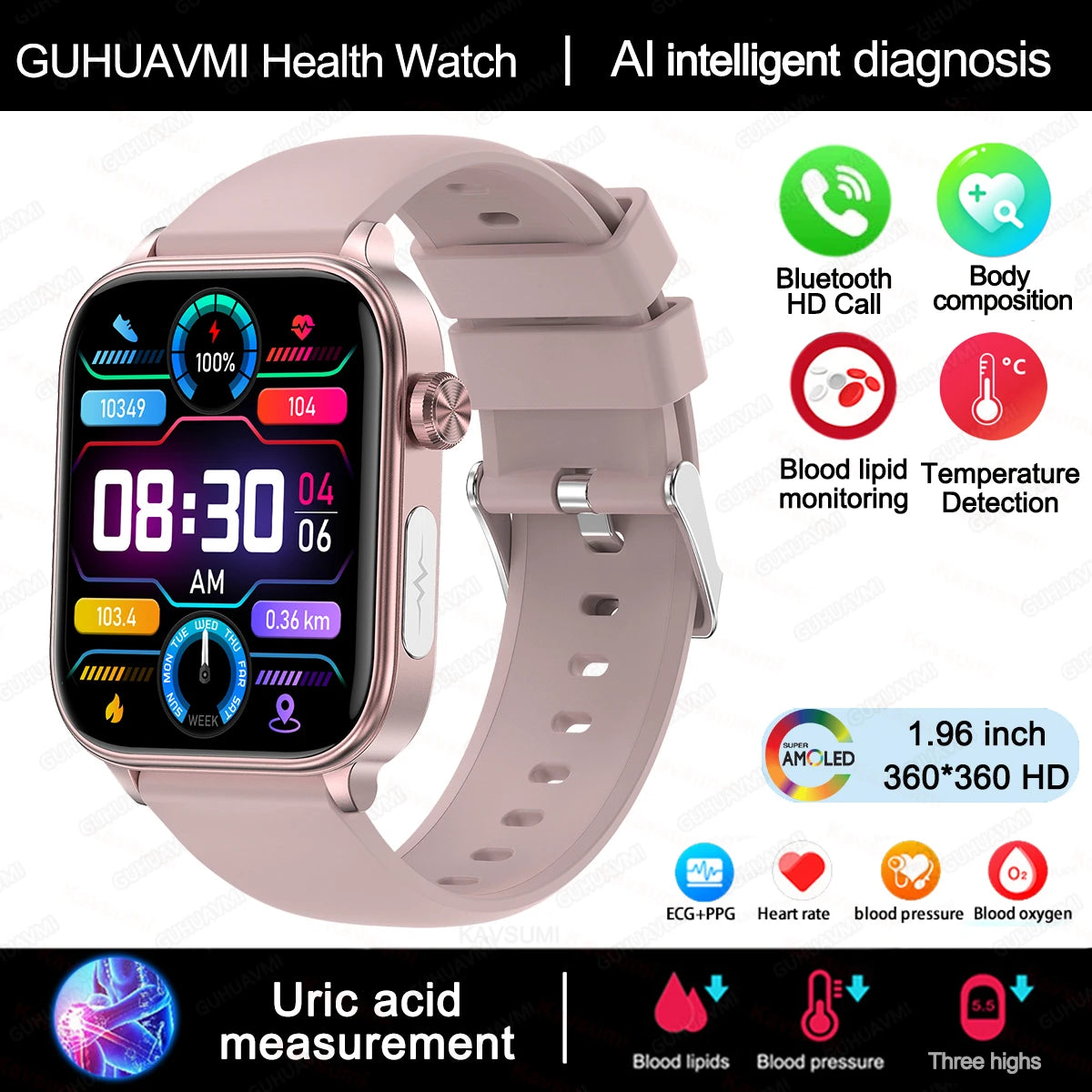 2025 ECG+PPG Smartwatch with Health Monitoring