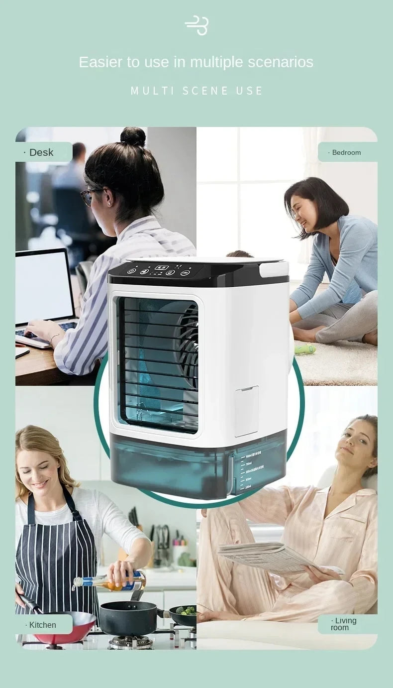 Portable Desktop Air Cooler Fan – Dual Spray & Night Light