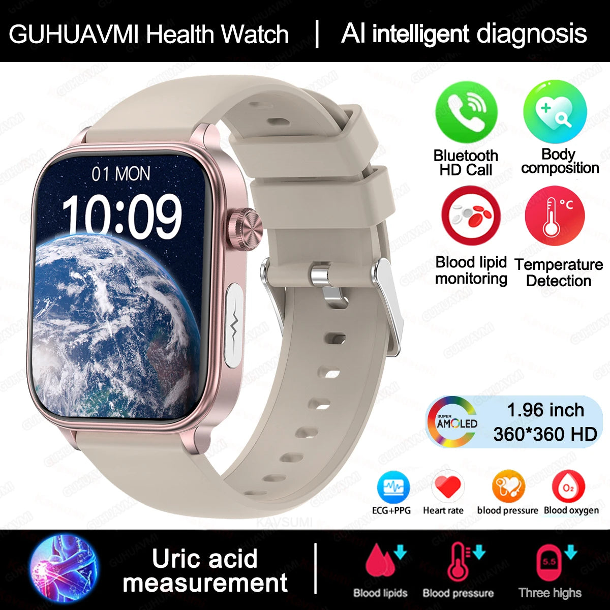 2025 ECG+PPG Smartwatch with Health Monitoring