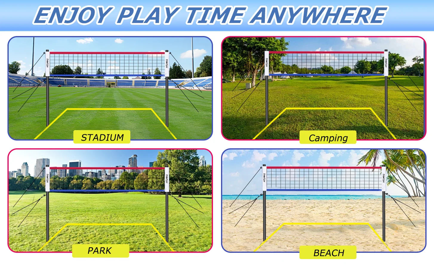 Portable Outdoor Volleyball Net Set with Adjustable Poles
