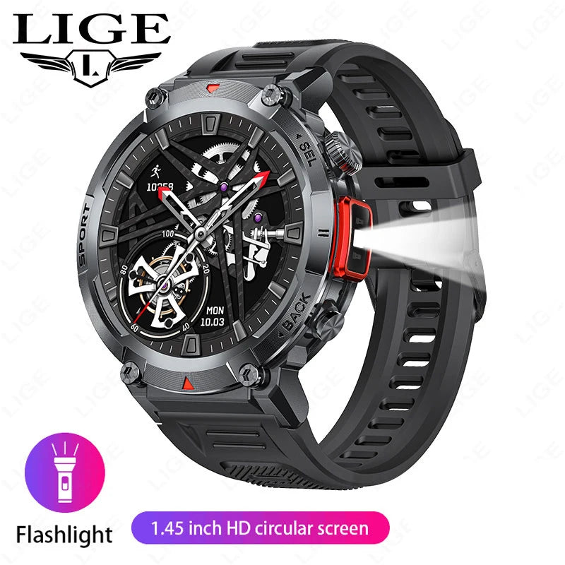 LIGE Flashlight Outdoor Smartwatch for Men