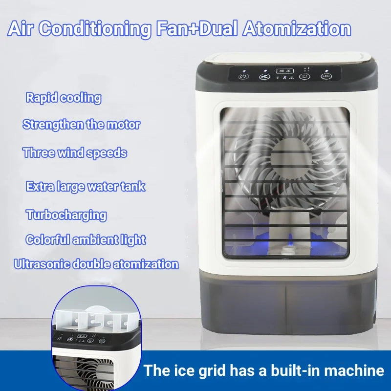 Portable Desktop Air Cooler Fan – Dual Spray & Night Light