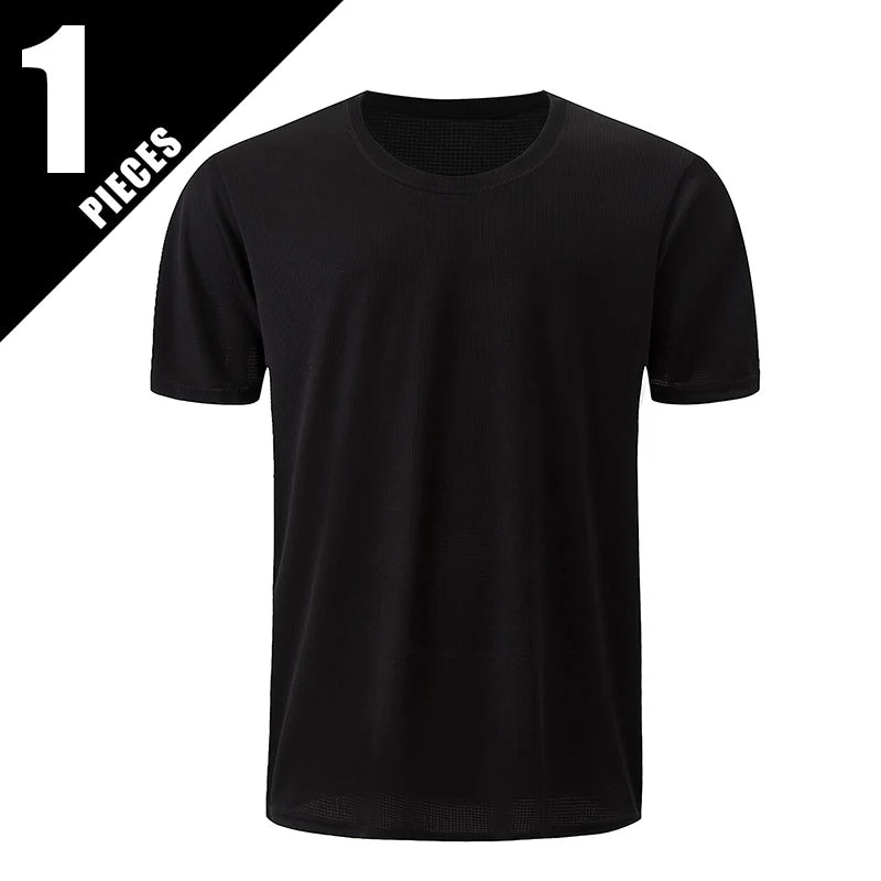 Men’s Waffle Knit Sports T-Shirt – Solid Color Fitness & Running Top (1/5 Pcs)