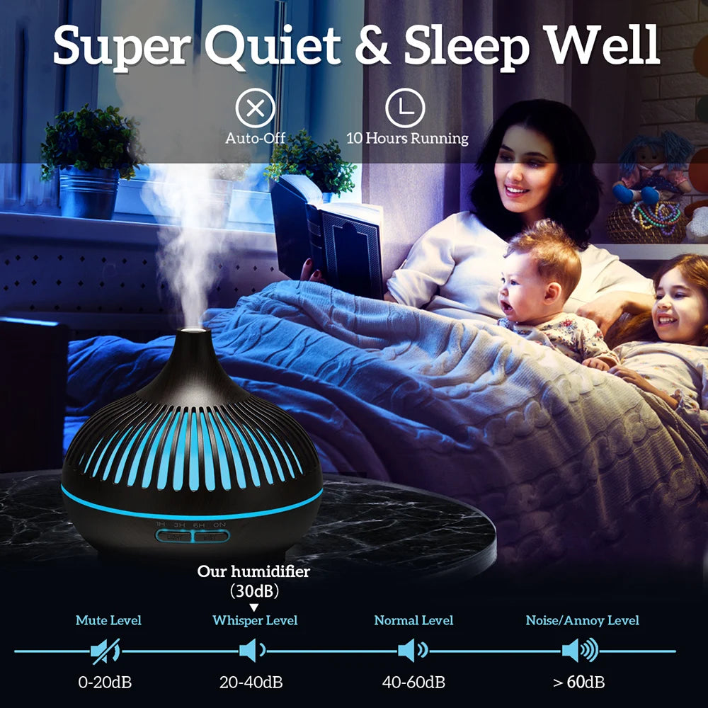 500ML Wood Grain Aromatherapy Diffuser with Remote